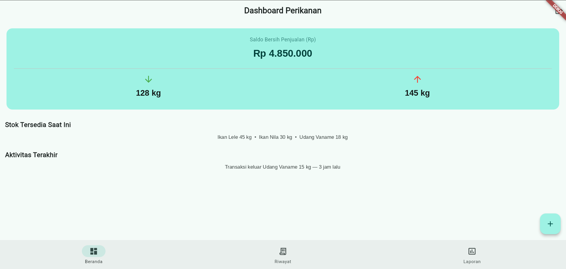 Fisheries dashboard home screen