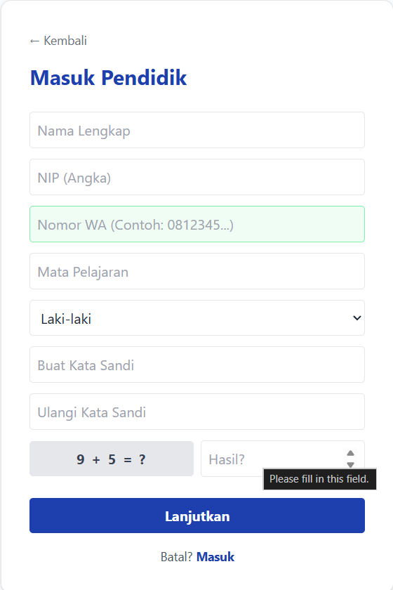 SPASI teacher sign-up form